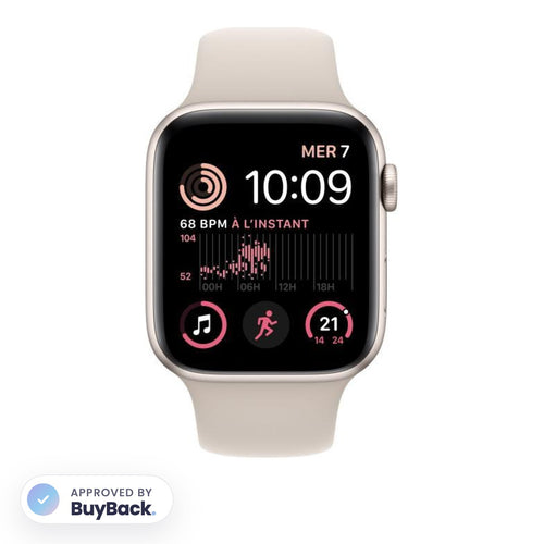 Apple Watch SE 2 (2022) in Starlight, front view – Approved by BuyBack