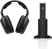 Sennheiser RS 175 RF Wireless Headphones, Sennheiser Kopfhörer für TV-Systeme mit Bass Boost und Surround-Sound-Modi, Kompakt und Ergonomisch, Kabelloses TV-Hören, Schwarz