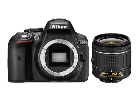Nikon D5300 + AF-P 18-55mm VR SLR-Kamera-Set 24,2 MP CMOS 6000 x 4000 Pixel Schwarz